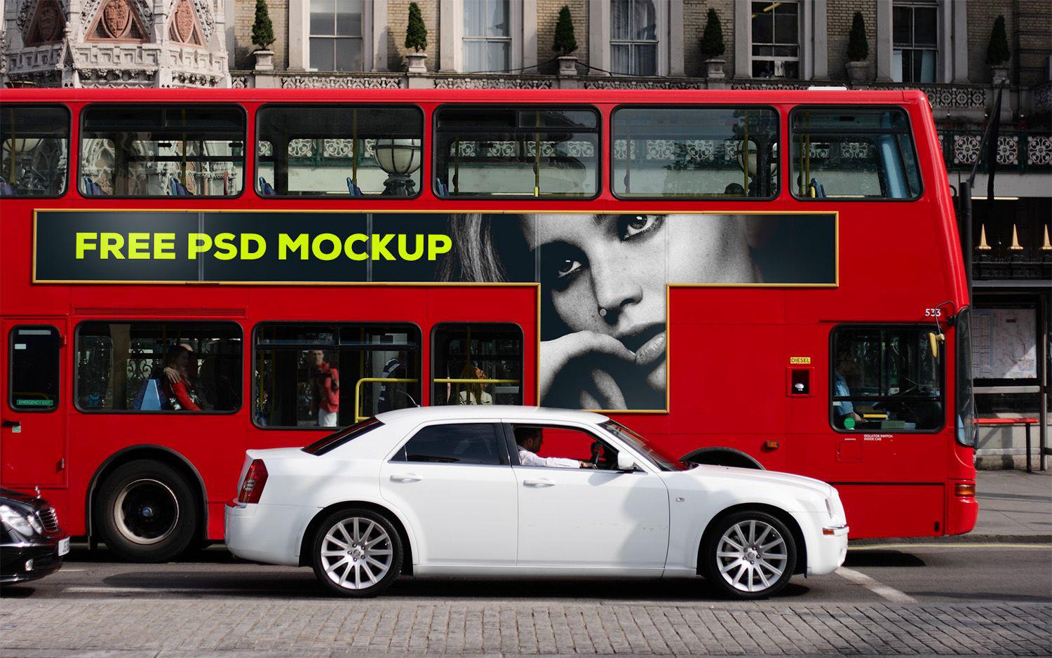 Download Free London Bus Psd Mockup Free Mockup