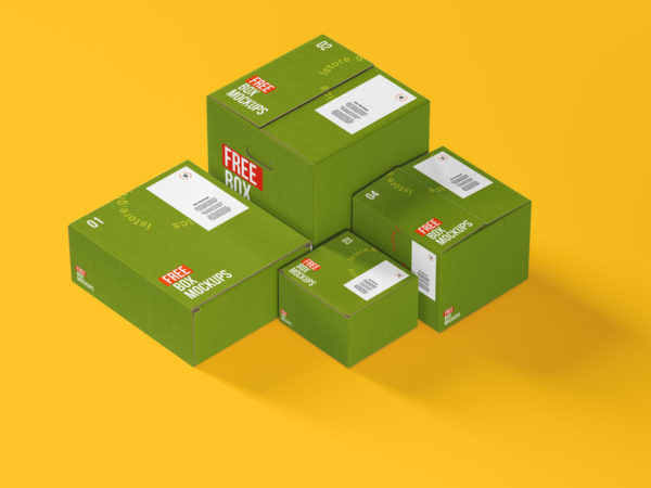 7 PSD Cardboard Box Mockups