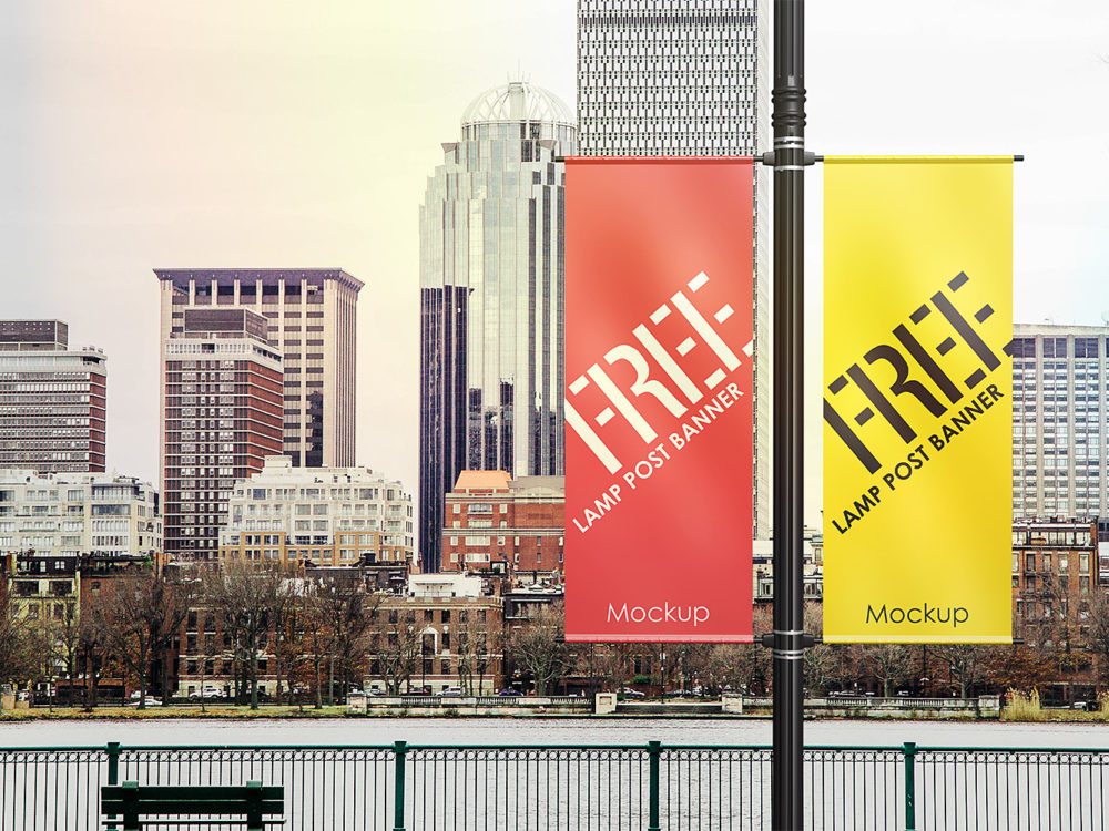 Download Lamp Post Banner Mock-Up Free | Free Mockup