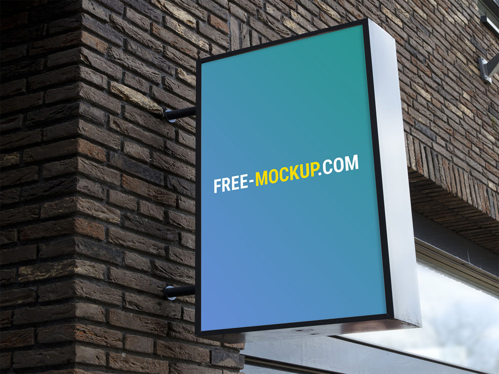 Download Outdoor Advertising Wall Sign Board Mockup Free Mockup