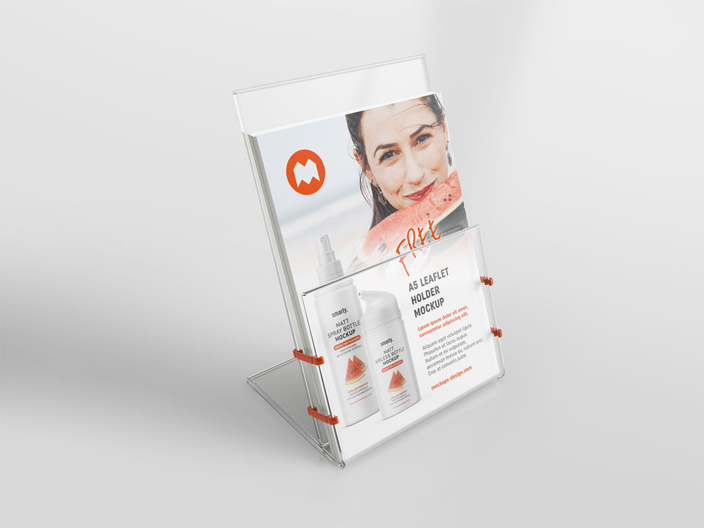 Free Transparent Leaflet Holder Mockup