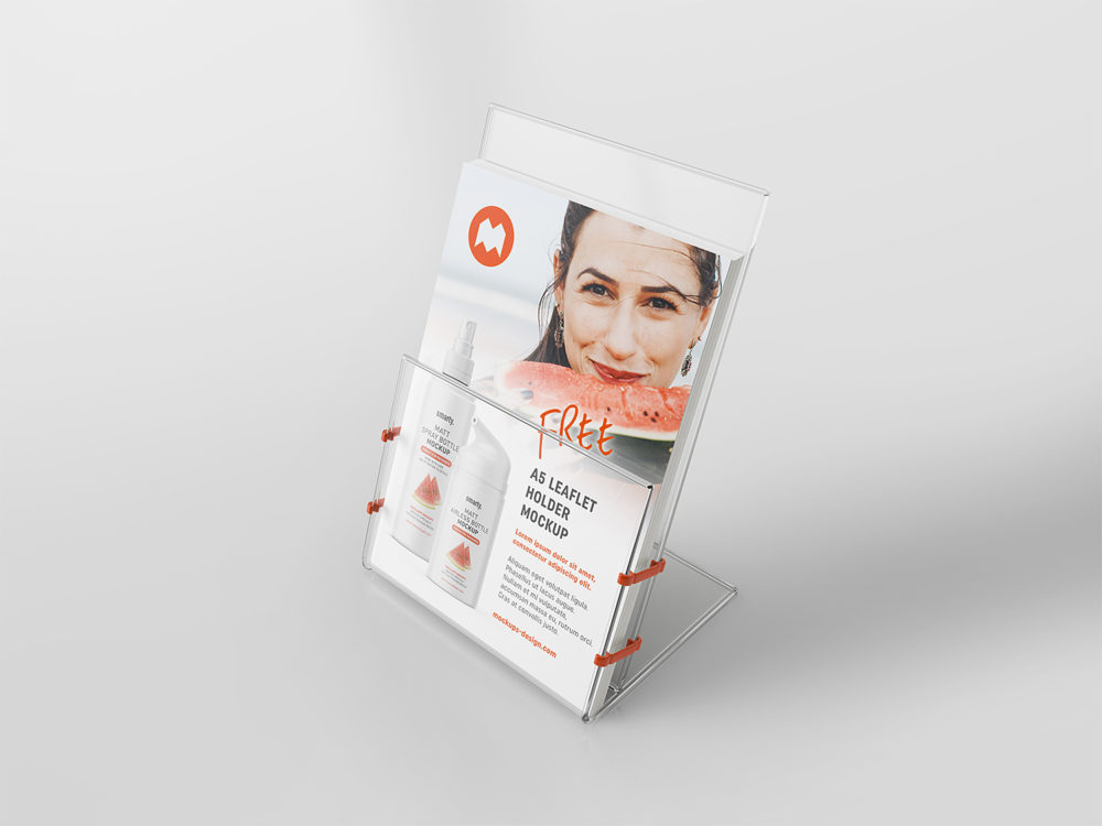 Free Transparent Leaflet Holder Mockup