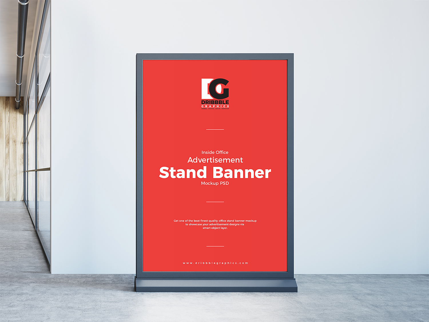Download Inside Office Stand Banner Free Mockup | Free Mockup