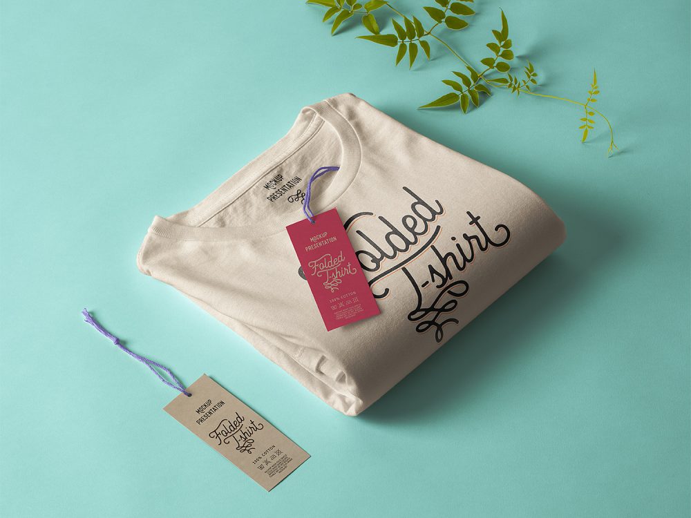 Download Folded T Shirt With Label Tag Free Mockup Free Mockup