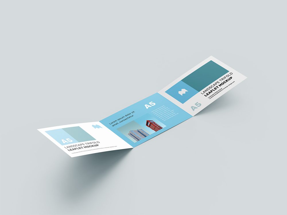 Free Landscape Trifold Leaflet Mockup