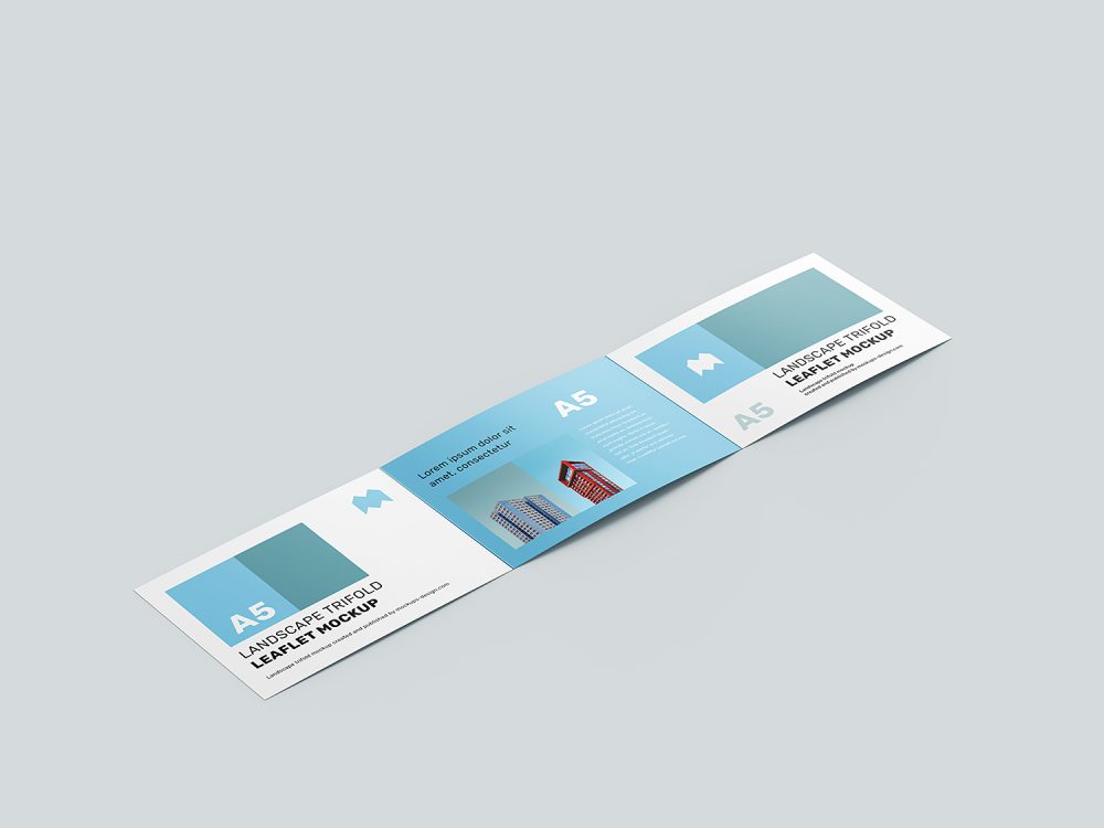 Free Landscape Trifold Leaflet Mockup