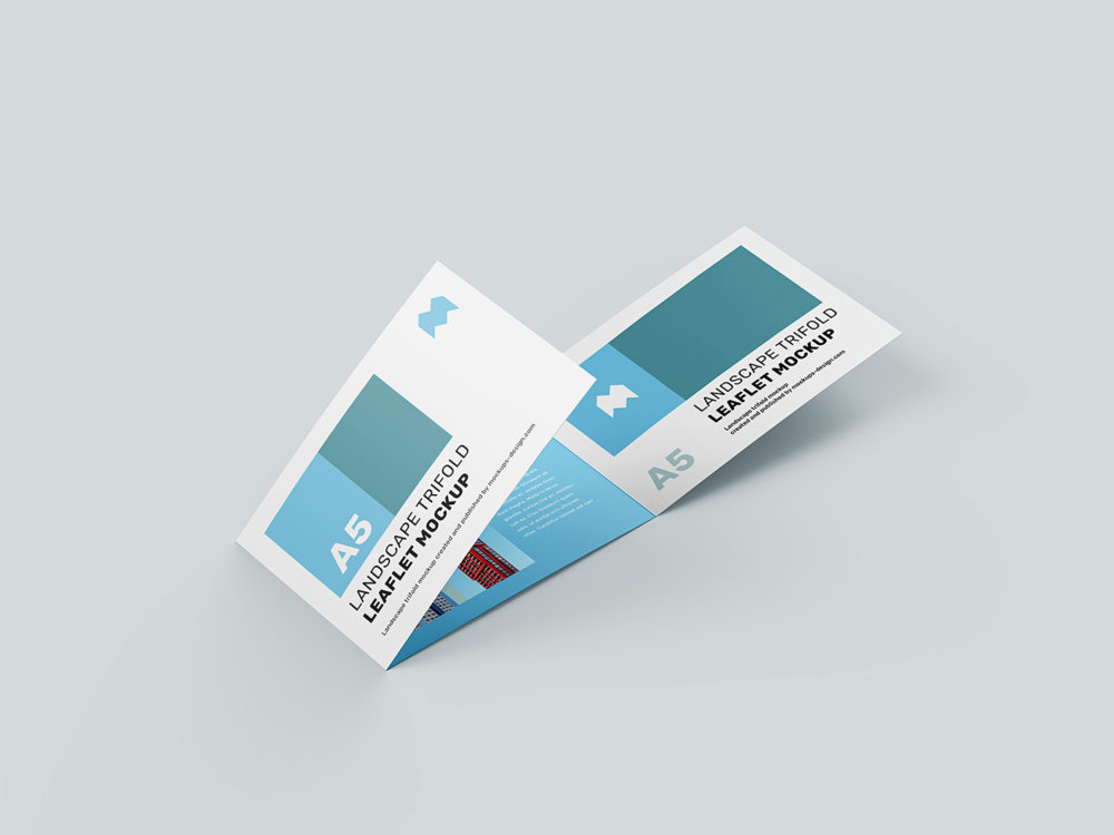 Free Landscape Trifold Leaflet Mockup