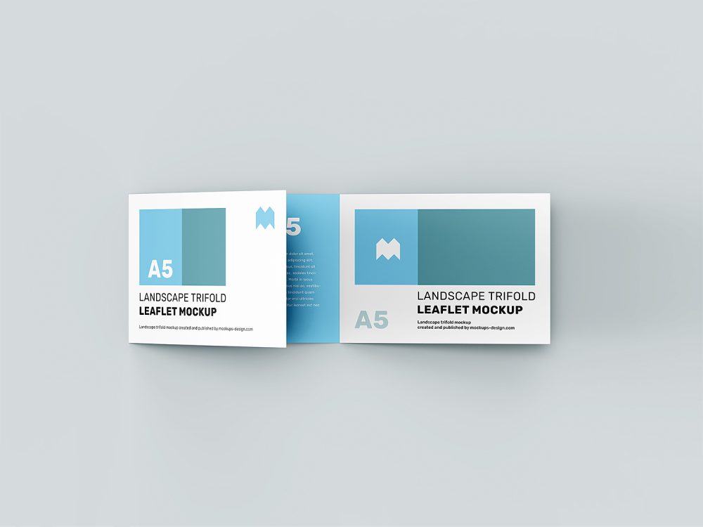 Free Landscape Trifold Leaflet Mockup