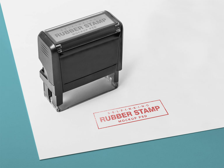 Free Self Inking Rectangular Rubber Stamp Mockup – Free Mockup