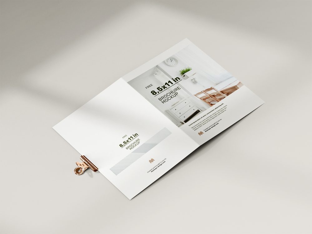 Download Free Folded 8.5 x 11 in Brochure Mockup | Free Mockup