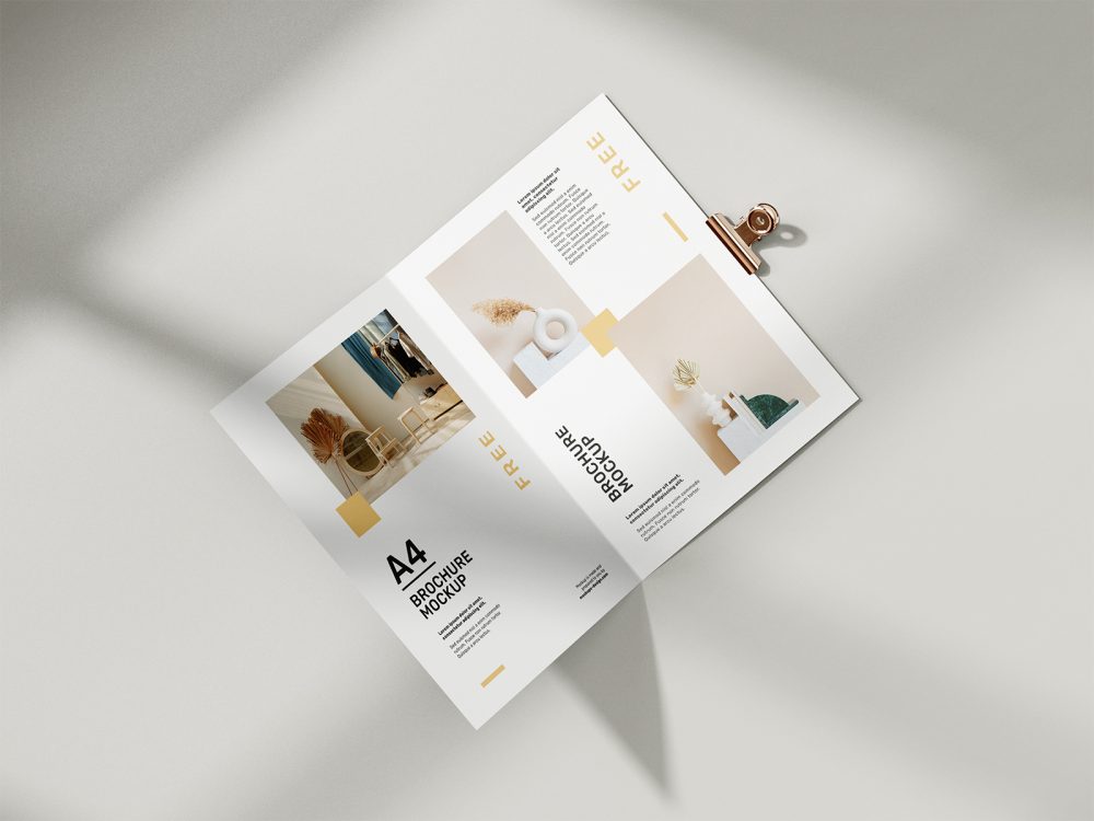 Free Folded A4 Brochure Mockup