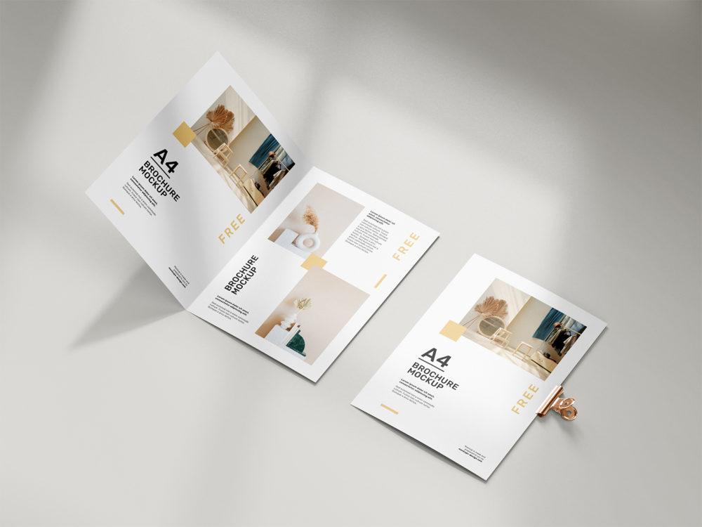 Free Folded A4 Brochure Mockup