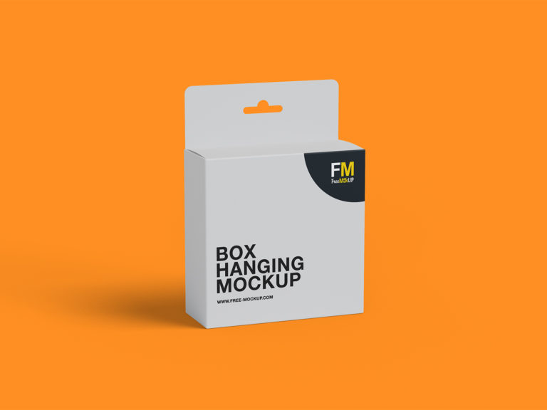 Download Paper box with hang tab mockup front view | Free Mockup