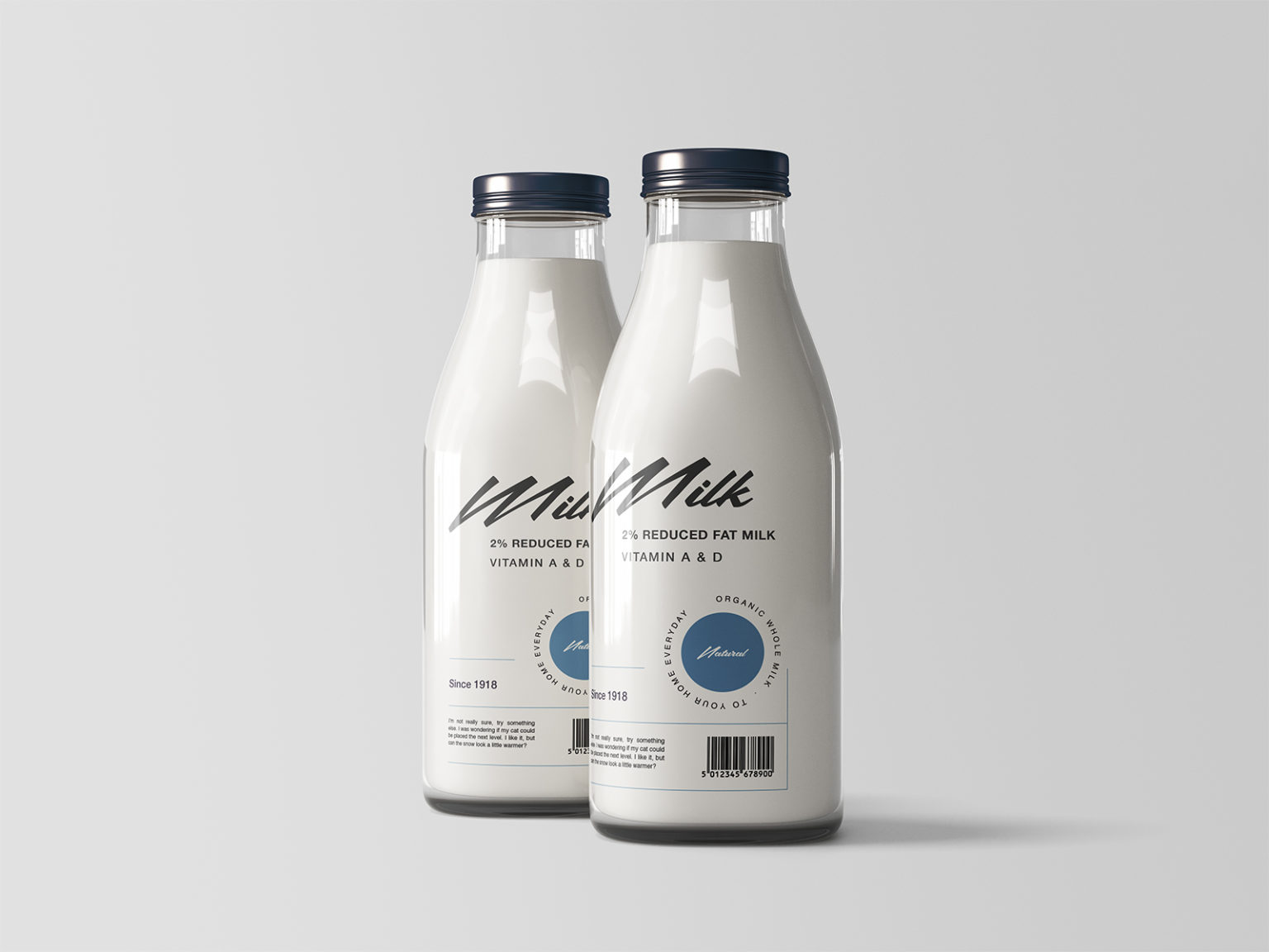 Download Glass Milk Bottle PSD Mockup | Free Mockup