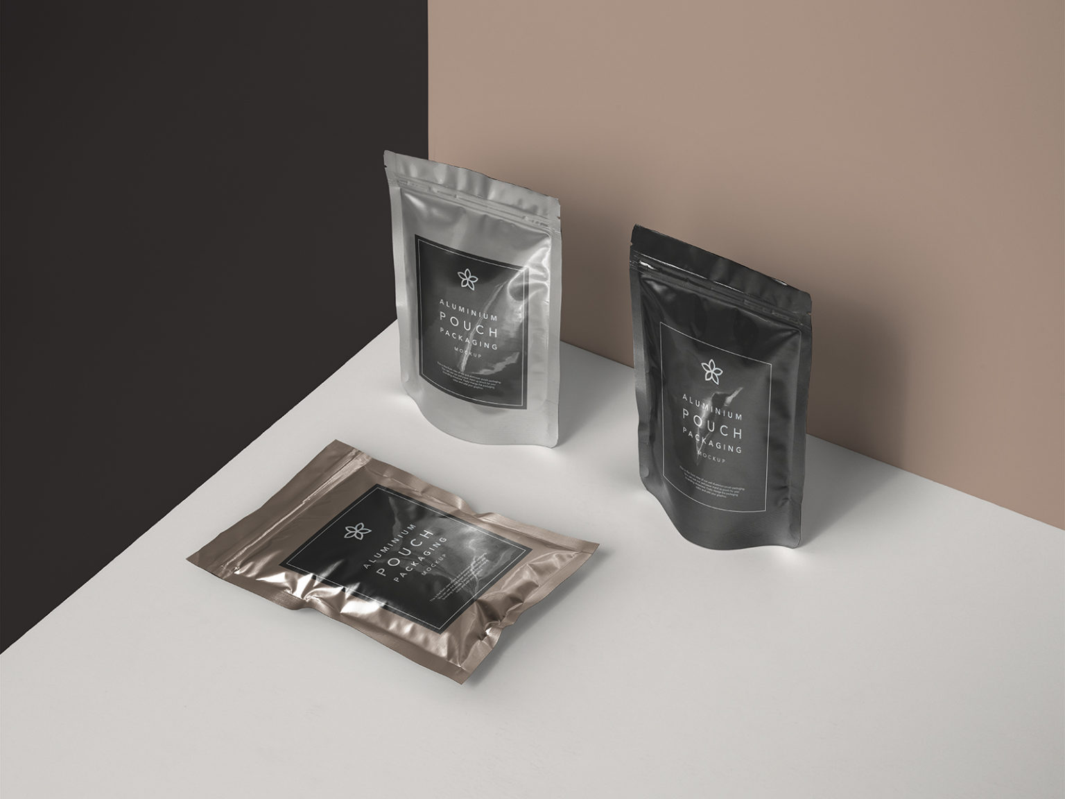 Metal Foil Pouch Packaging Free Mockup | Free-Mockup.com