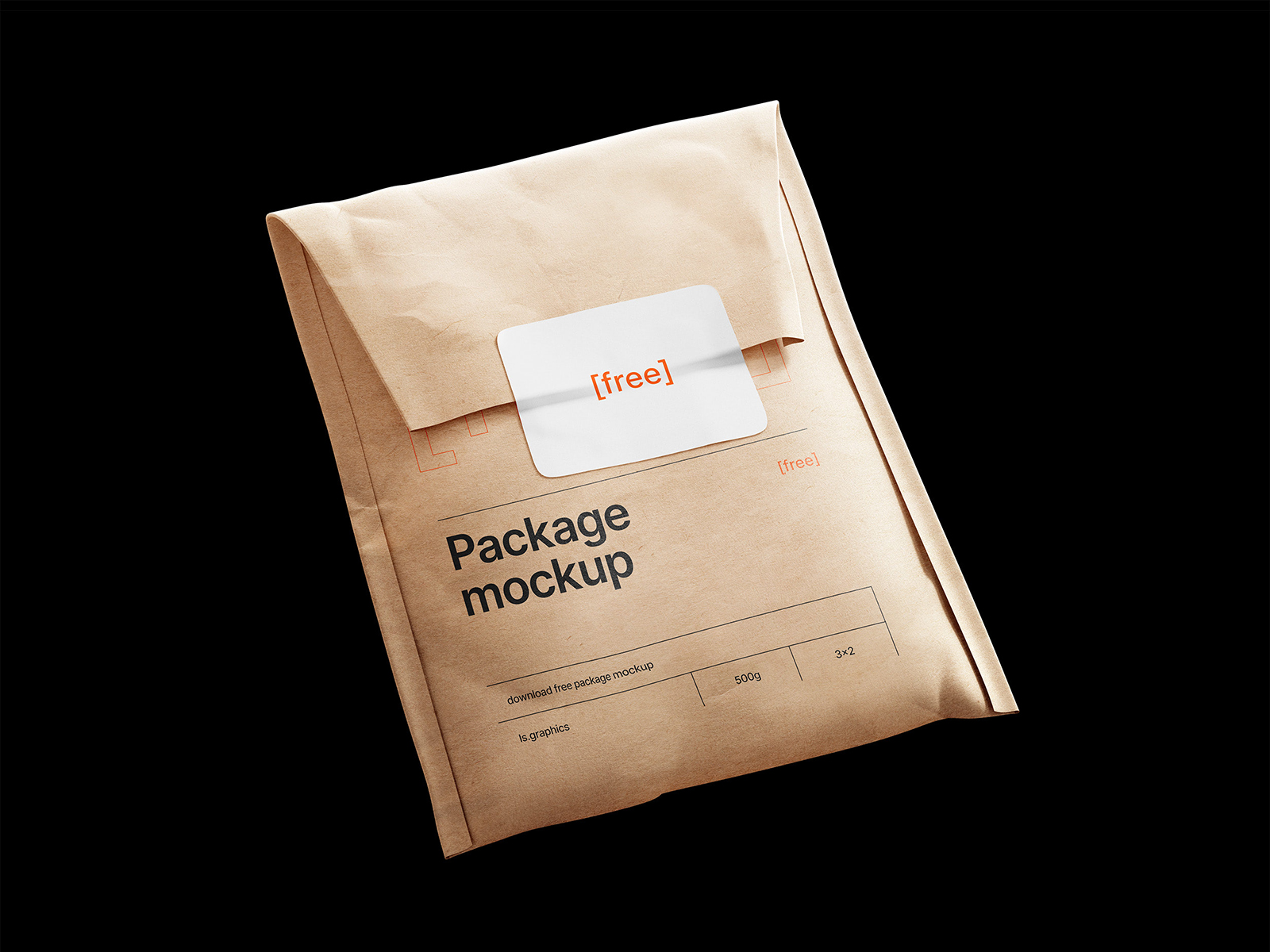 Kraft Paper Postal Bag With Sticker Mockup   Free Mockup