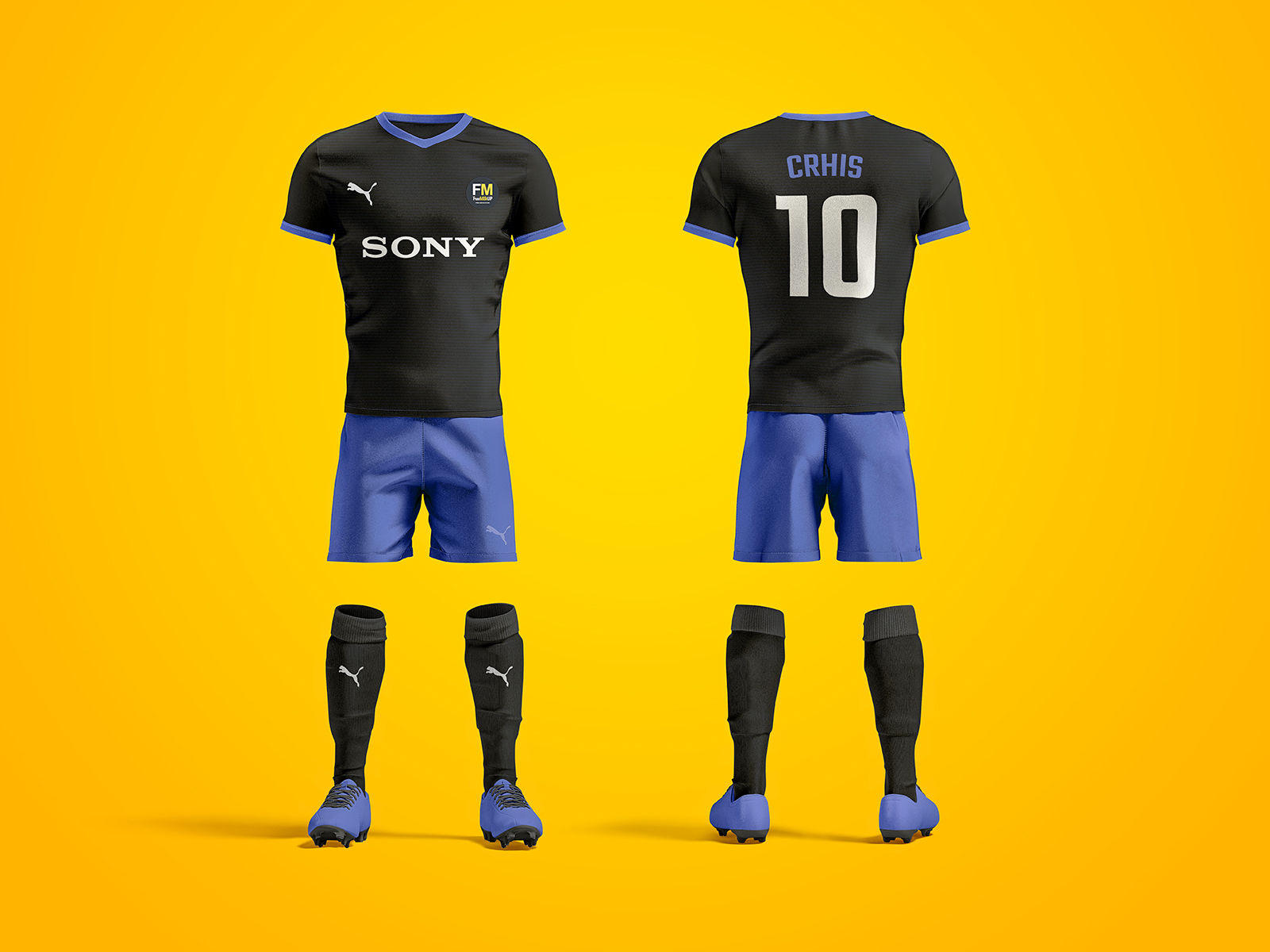Gold Black Soccer Jersey Or Football Kit Mockup Template Design
