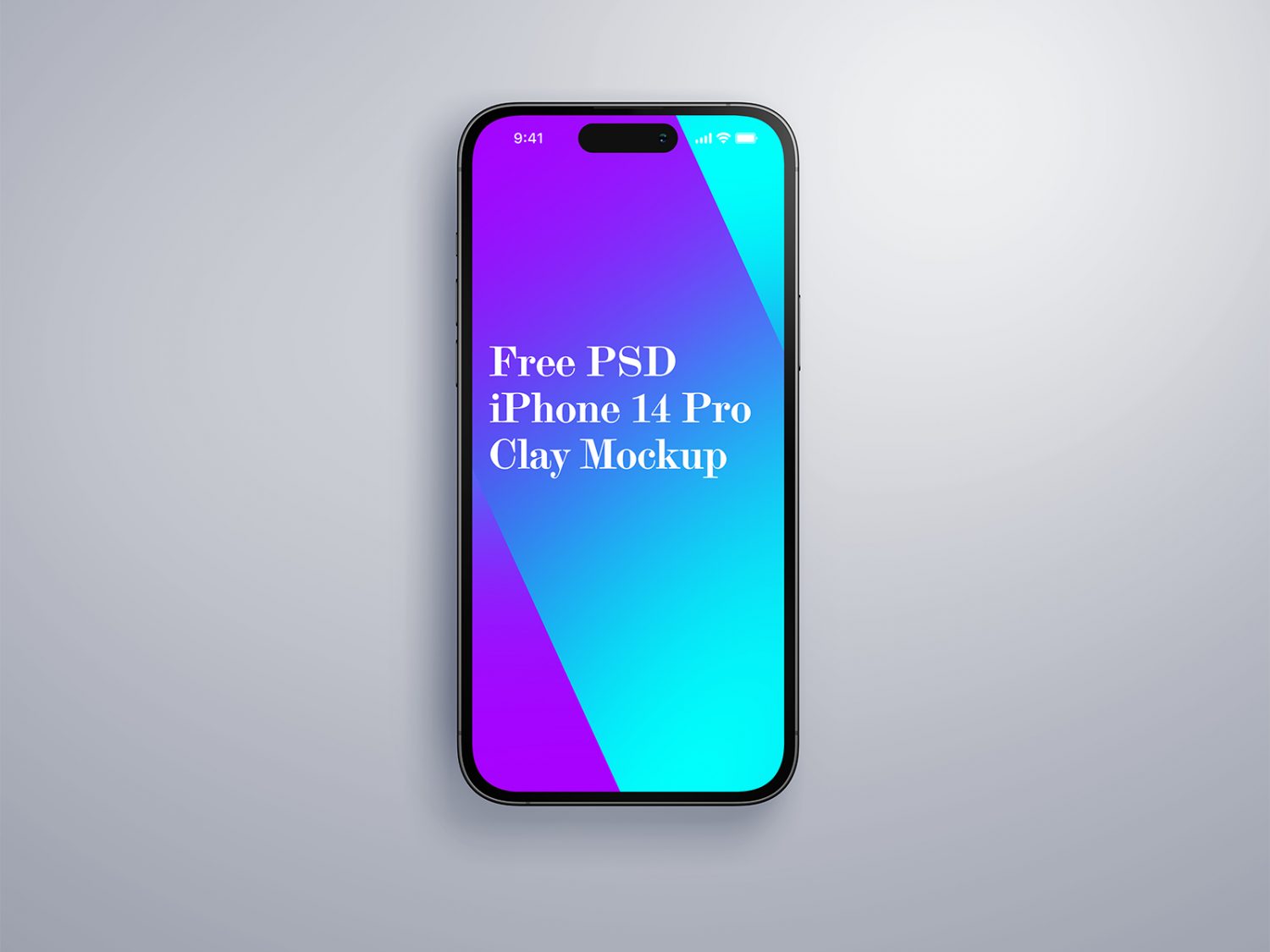 Free iPhone 14 Pro Clay Mockup with Status Bar - Free Mockup