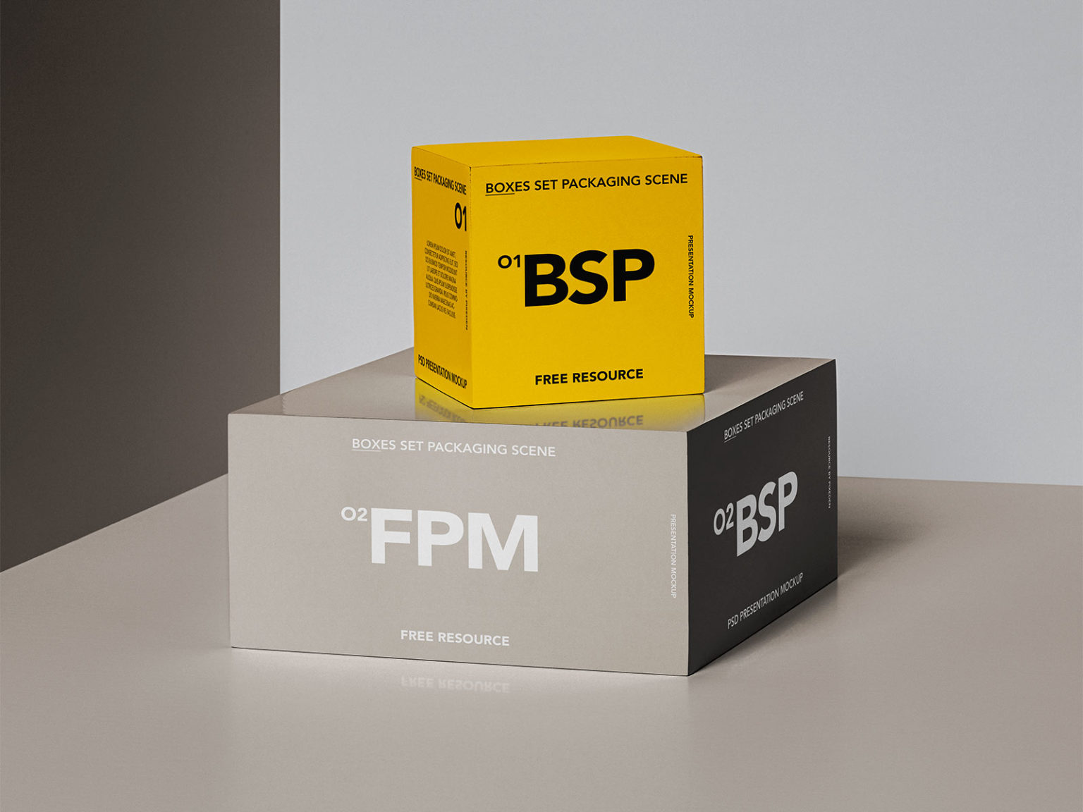 PSD Box Free Mockup Packaging Set | The Free Mockup