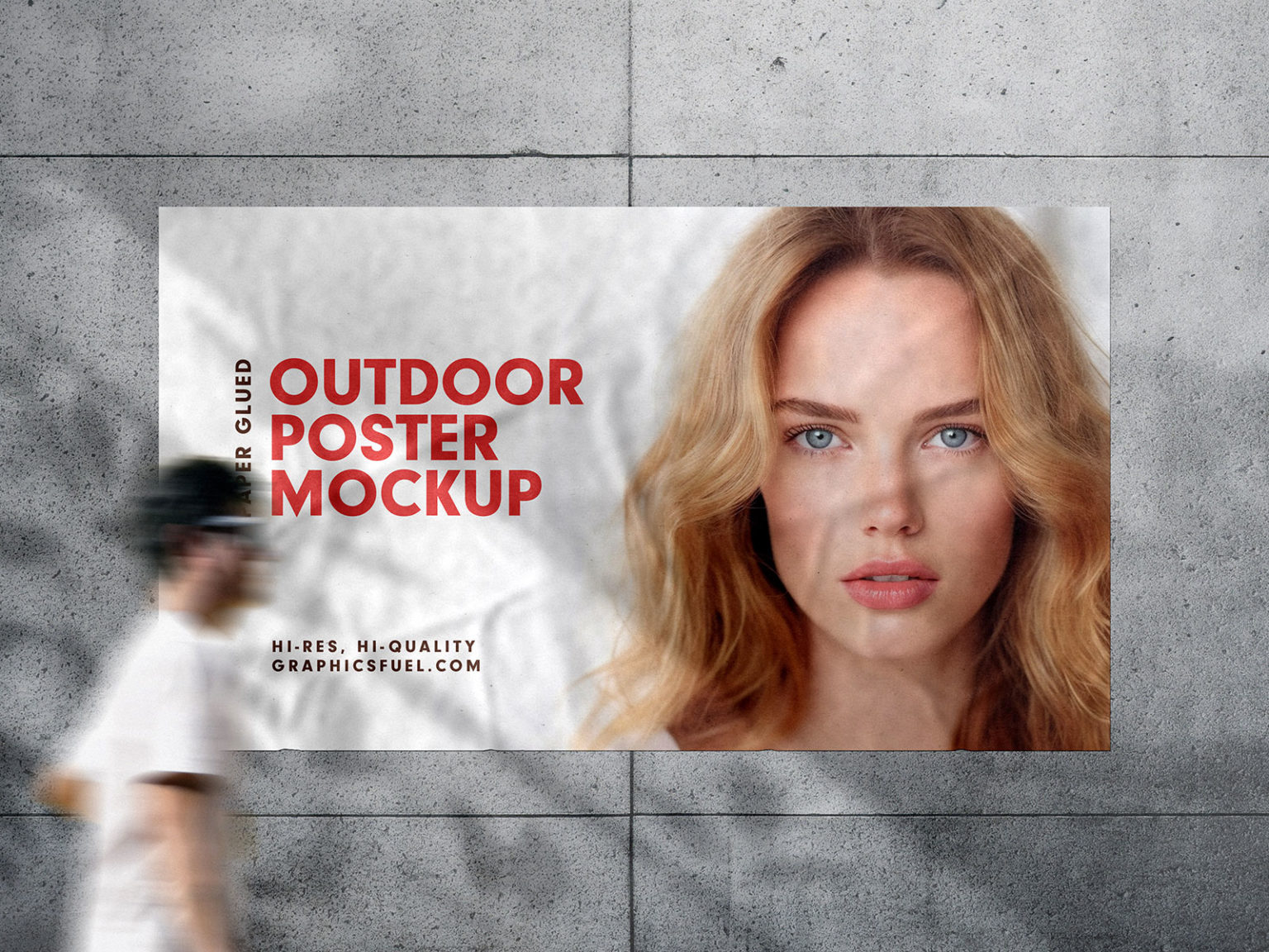 Glued Street Horizontal Poster Free Mockup | The Free Mockup