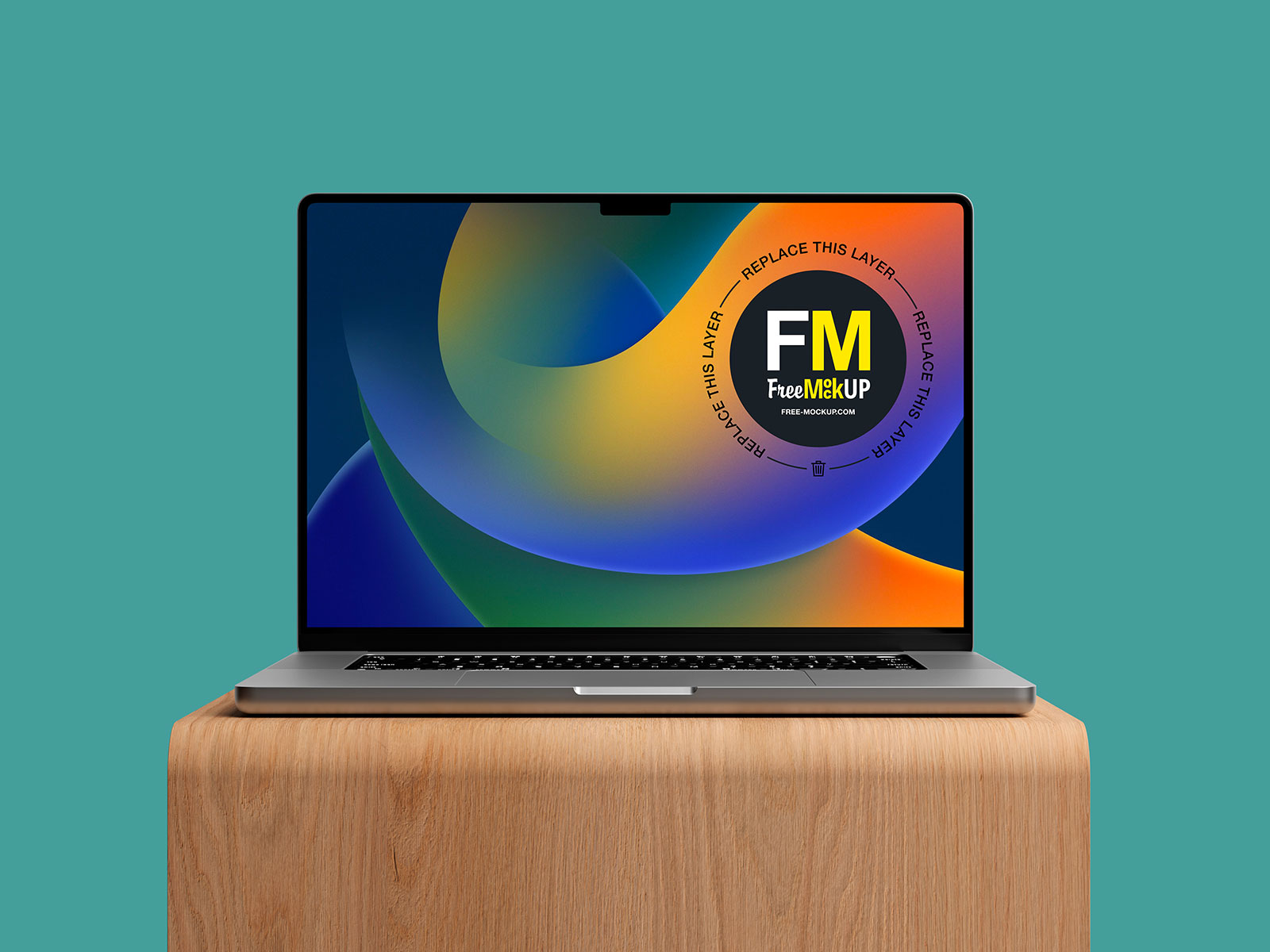 MacBook Pro On A Wood Stand Free Mockup | The Free Mockup