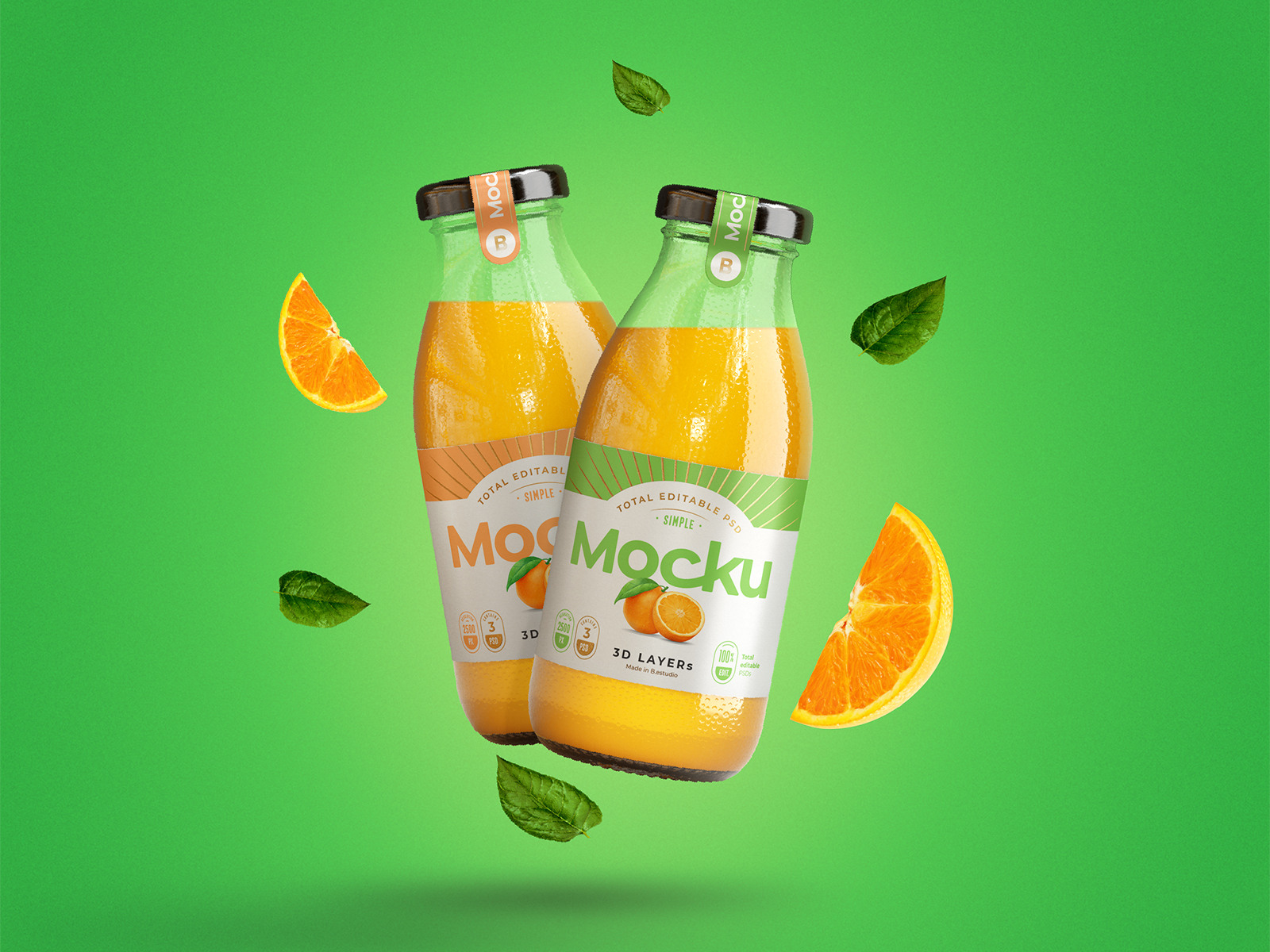 Glass Juice Bottle Mockups - Mockup Free