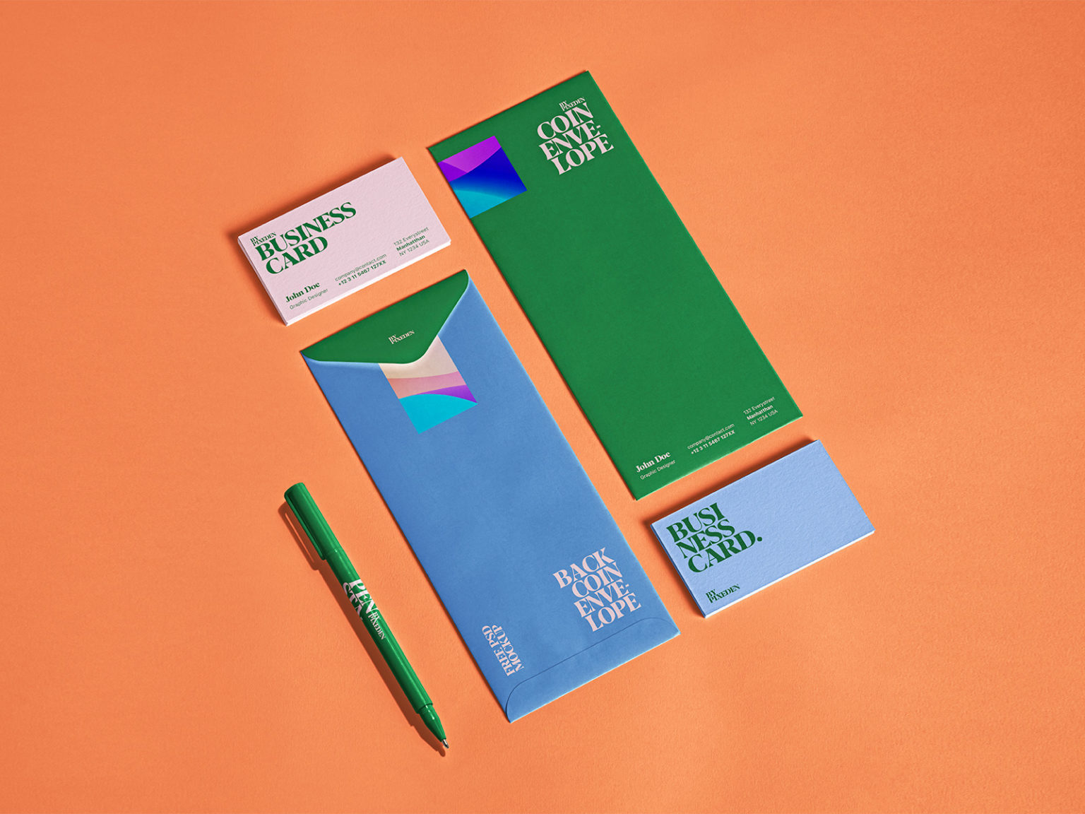 Long Envelope PSD Stationery Mockup | The Free Mockup