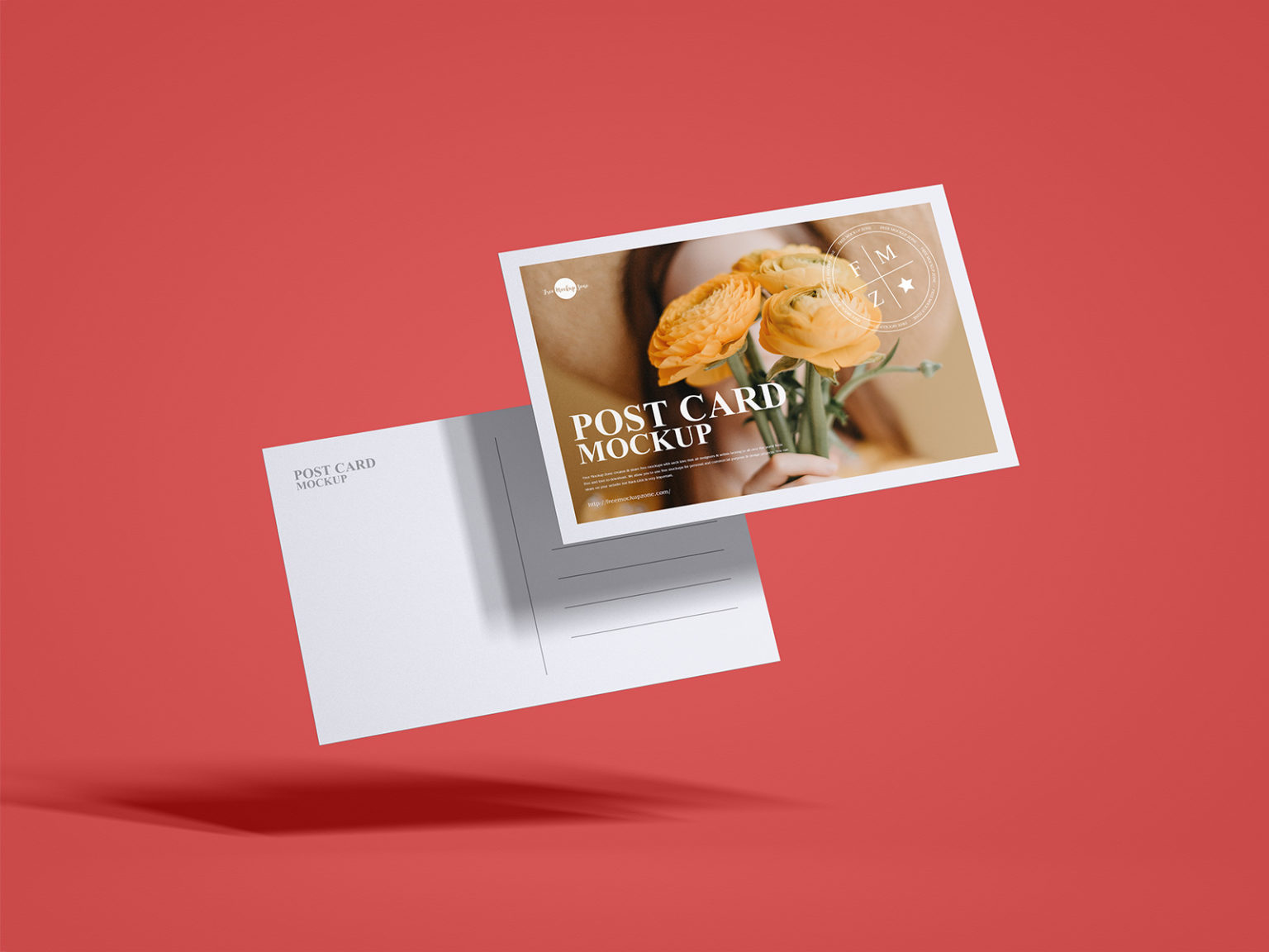 Floating Postcard Mockup Free Front and Back Side | The Free Mockup