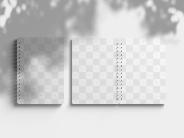 Free Spiral Notebook Mockup with Shadow Overlay (5 PSD’s)