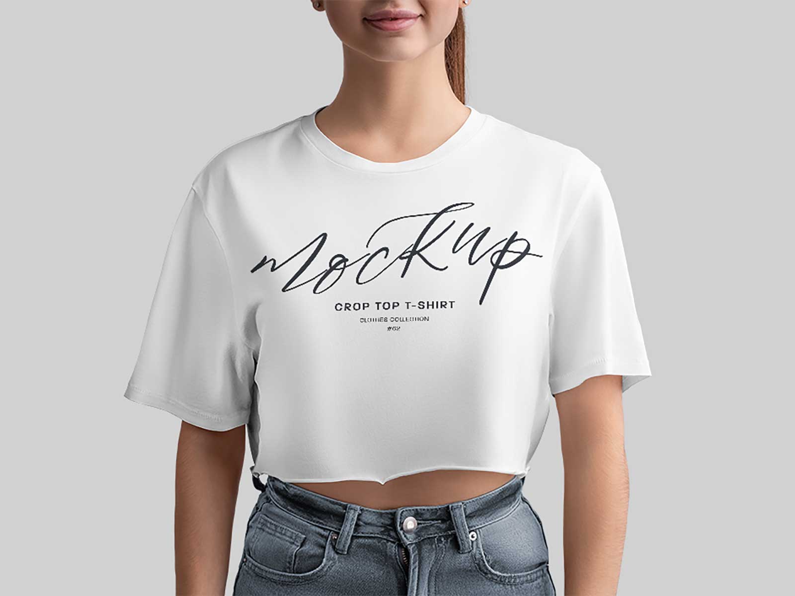 Mockup Crop Top T Shirt Em Estilo 3D Fácil Na Personalização De Cores