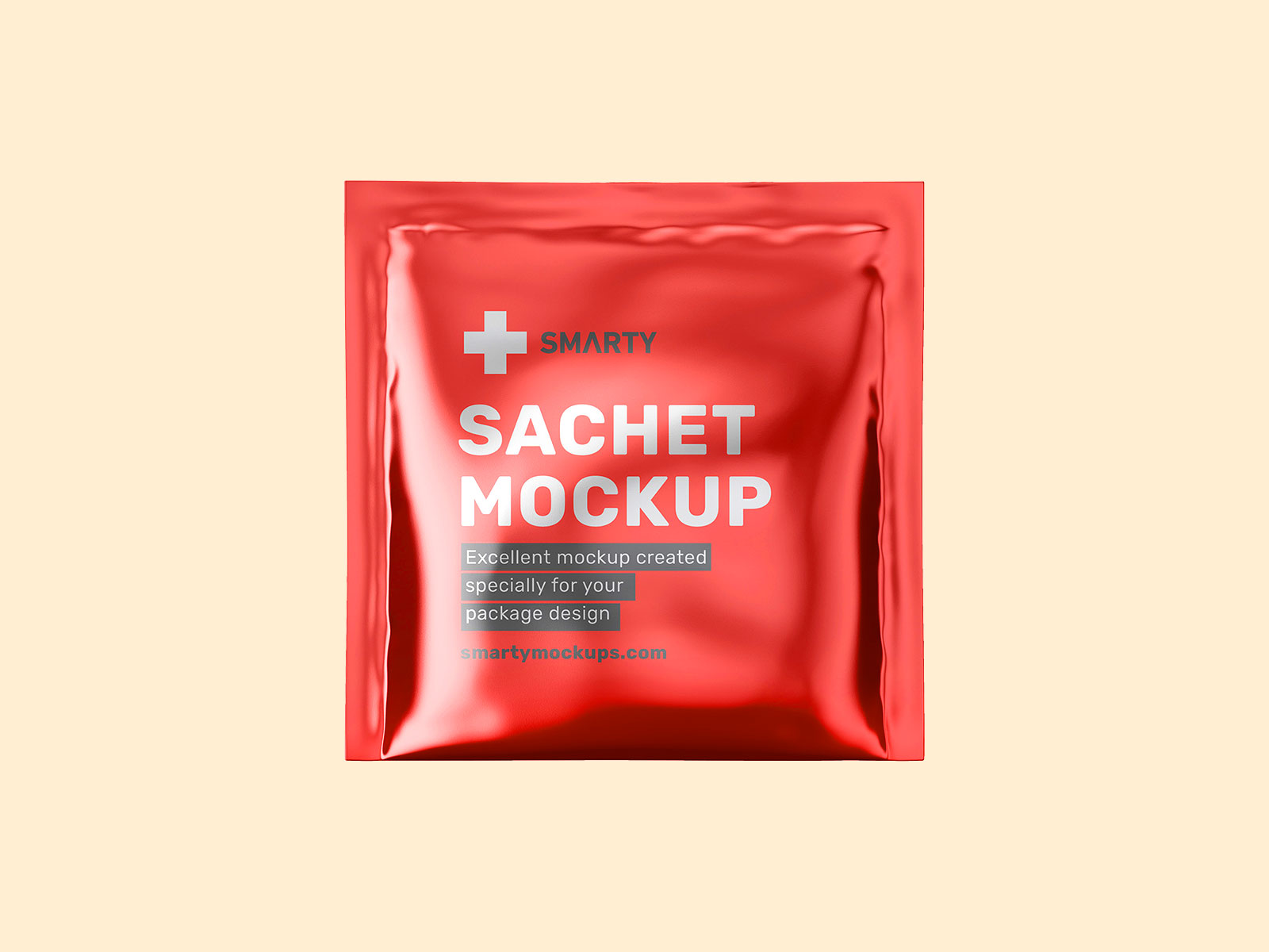 Free Metallic Square Sachet Mockup | The Free Mockup