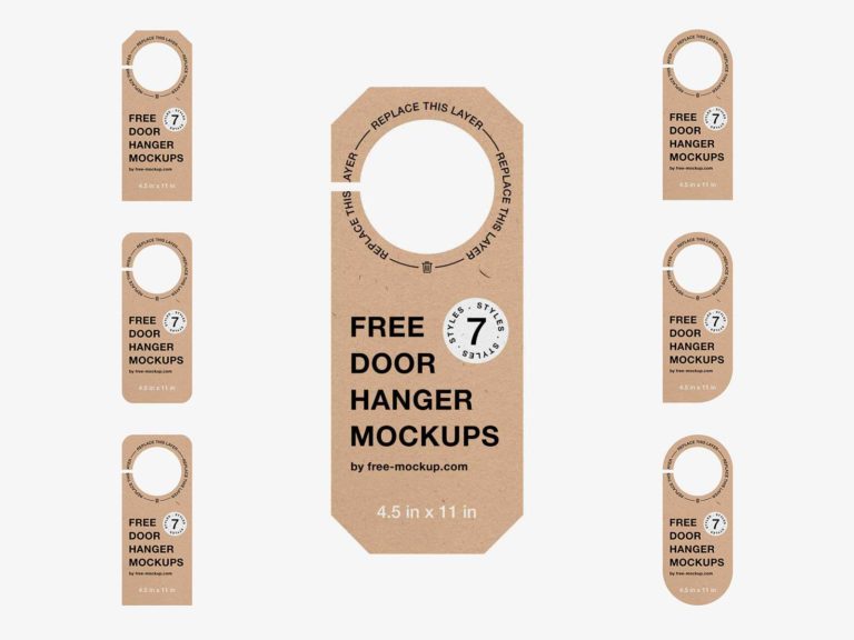 Free Kraft Door Hanger Mockup PSD (7 Styles) | The Free Mockup