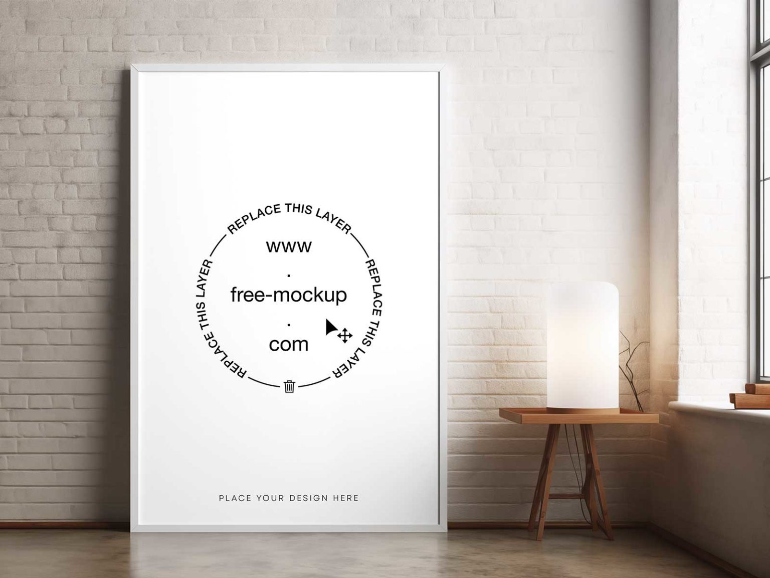 Huge Interior Poster Free Mockup On The Floor (PSD) | The Free Mockup