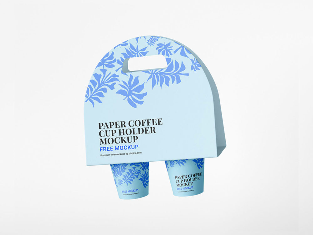 Coffee cup paper holder free mockup