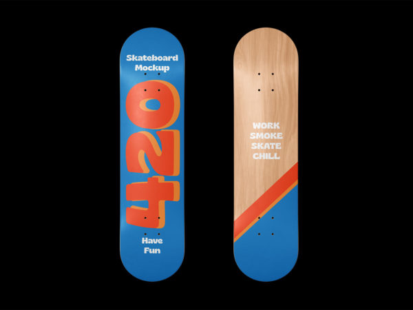 Free skateboard design mockup