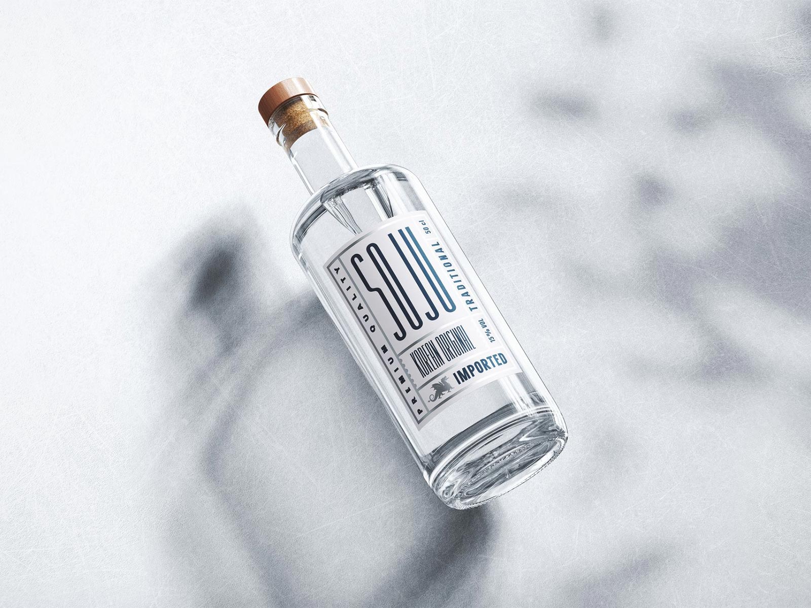 Corked Clear Glass Gin Bottle Mockup (Free) | The Free Mockup