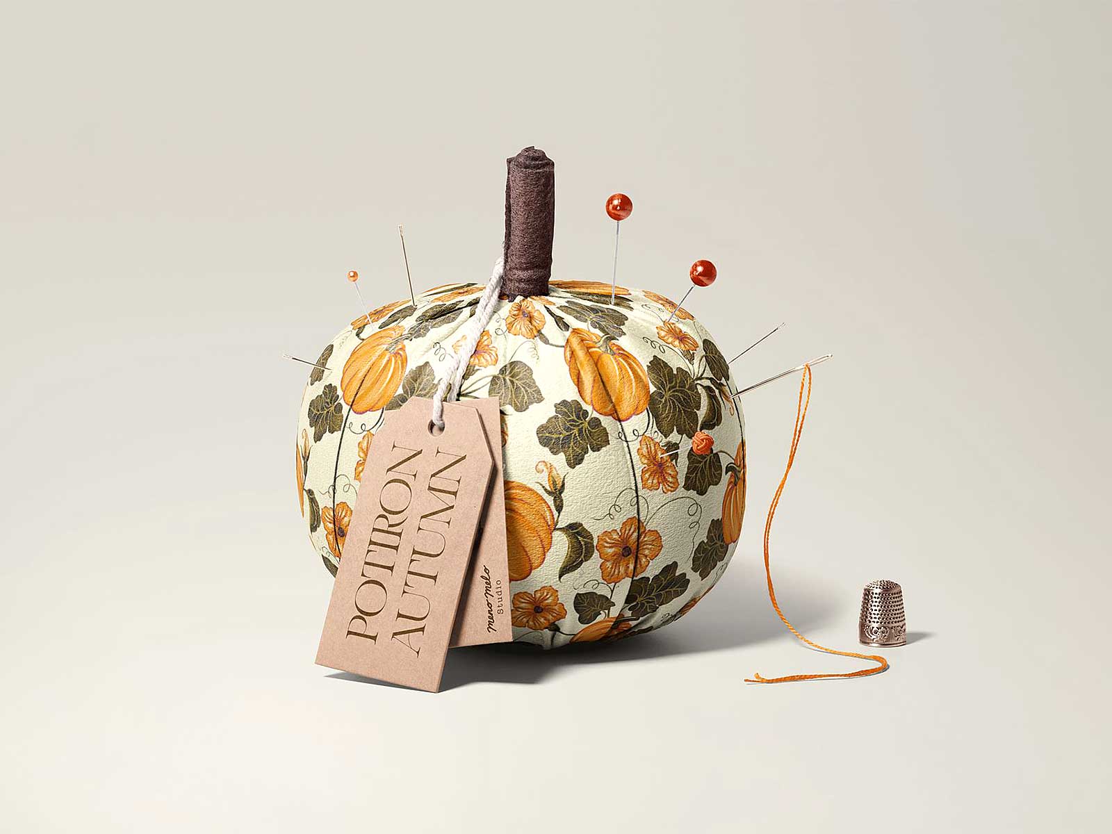 Free Fabric Pumpkin Mockup with Tags | The Free Mockup