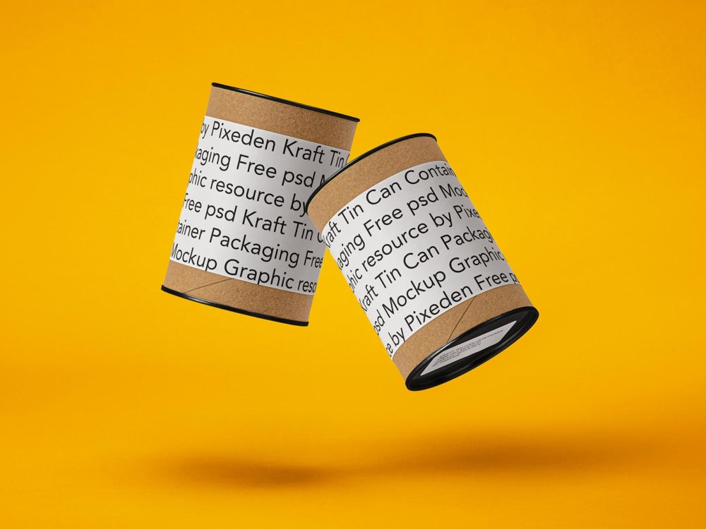 Kraft container tin can mockup
