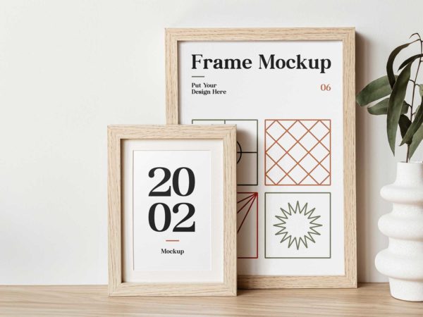 Two wood frames mockup (PSD)