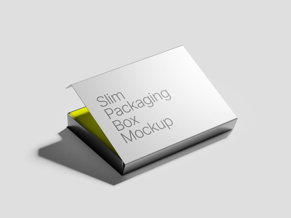 Free box mockup with aluminium finish