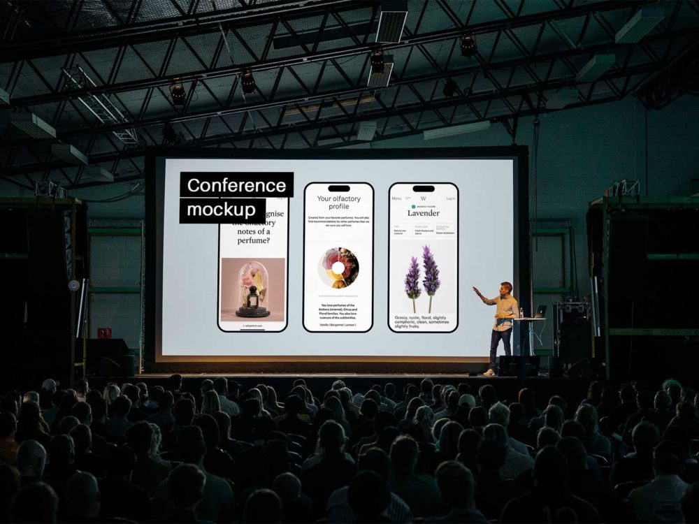 Free event/conference screen mockup (PSD)