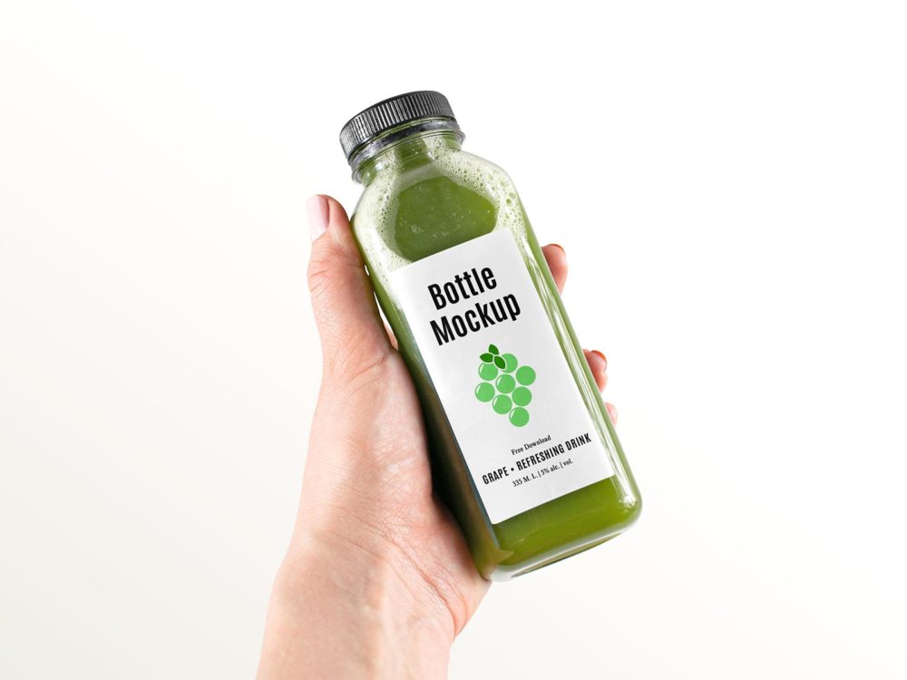 Free healthy bottle label mockup