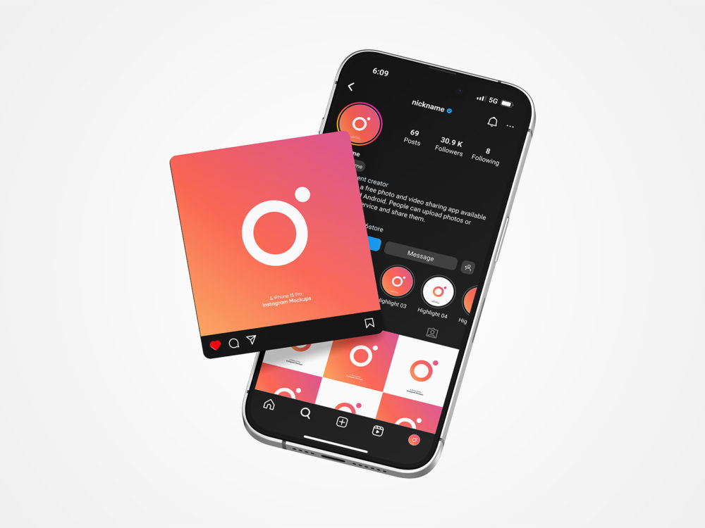 Free Instagram mockup branding iPhone 15 Pro
