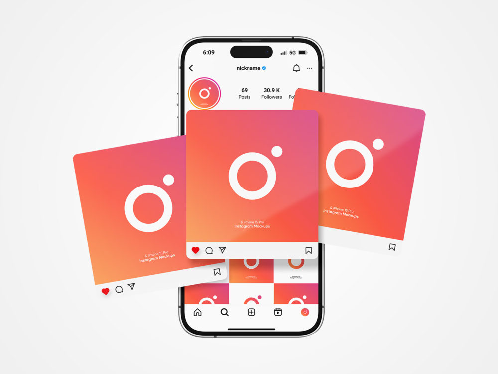 Free Instagram mockup branding iPhone 15 Pro