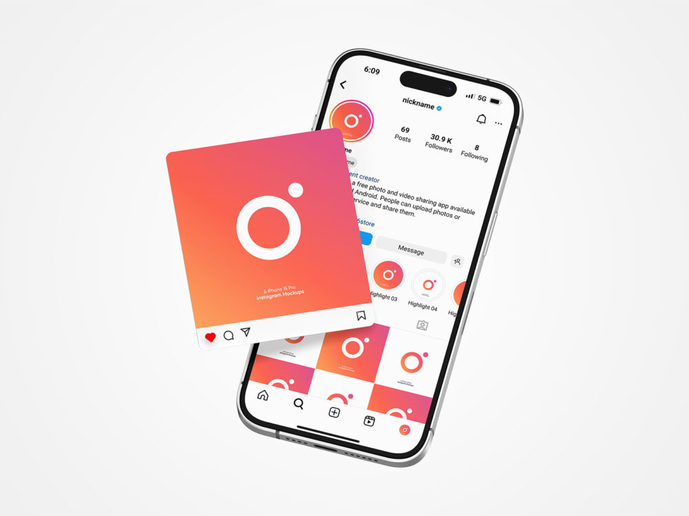 Free Instagram mockup branding iPhone 15 Pro