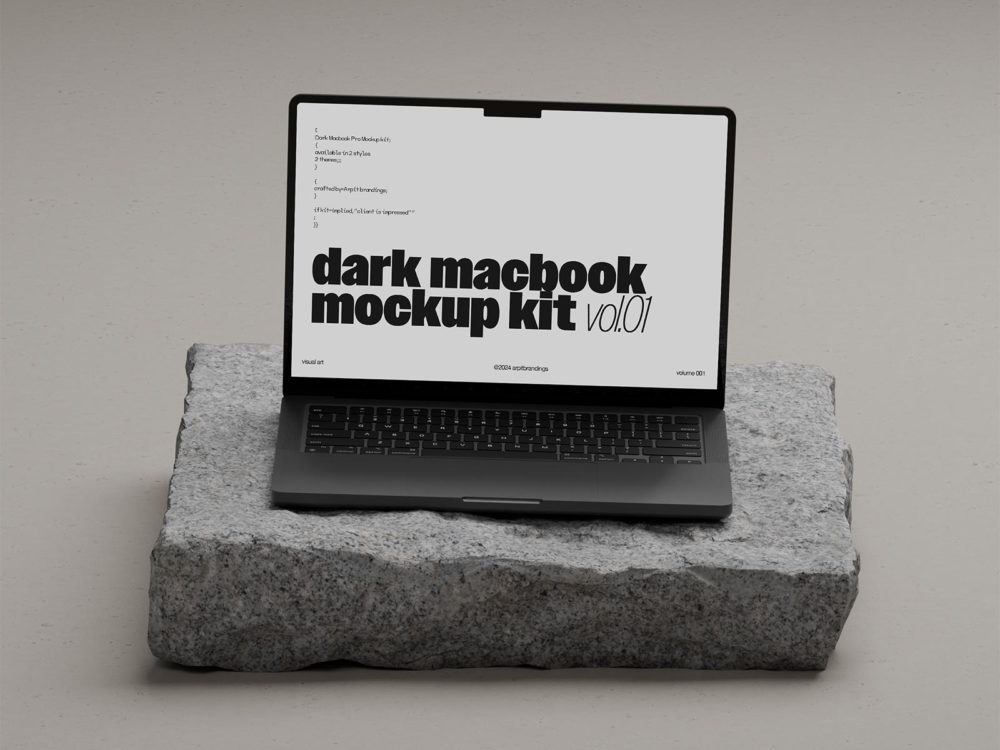 MacBook Pro free mockup – light & dark scenes