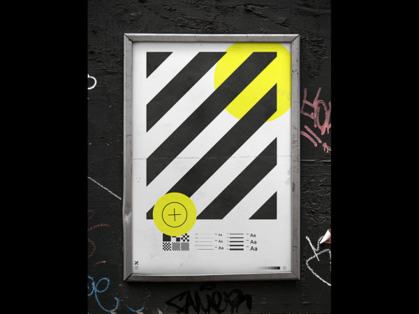 Urban poster frame mockup with grunge effect