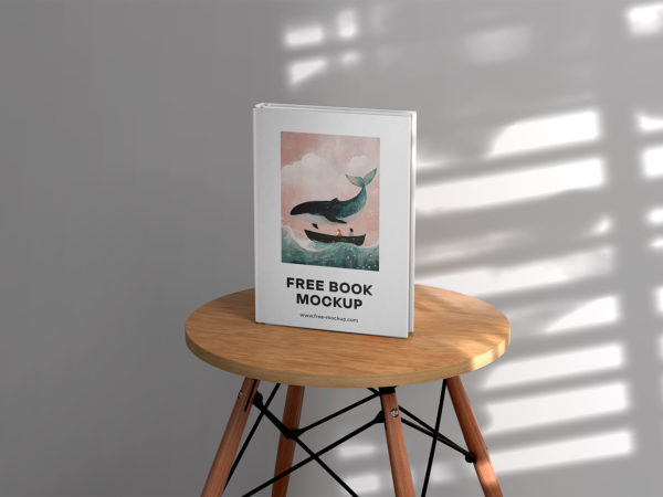 Hardcover Book Mockup on Stool (Photo Scene)