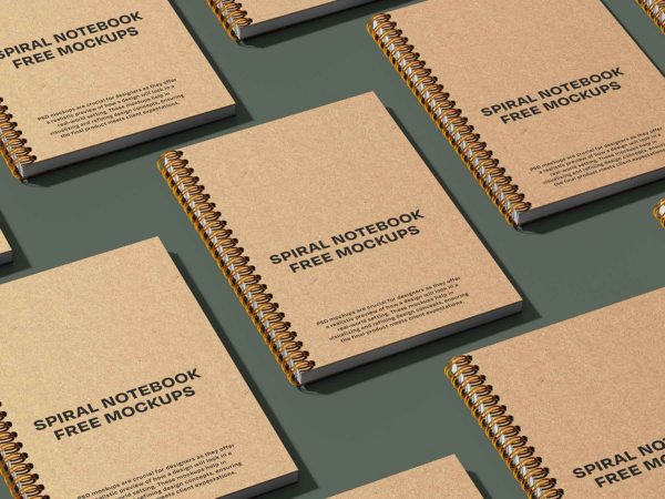 Spiral Notebook Free Mockups Grid