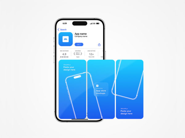 App Store Mockup on iPhone Screen (Two PSDs)